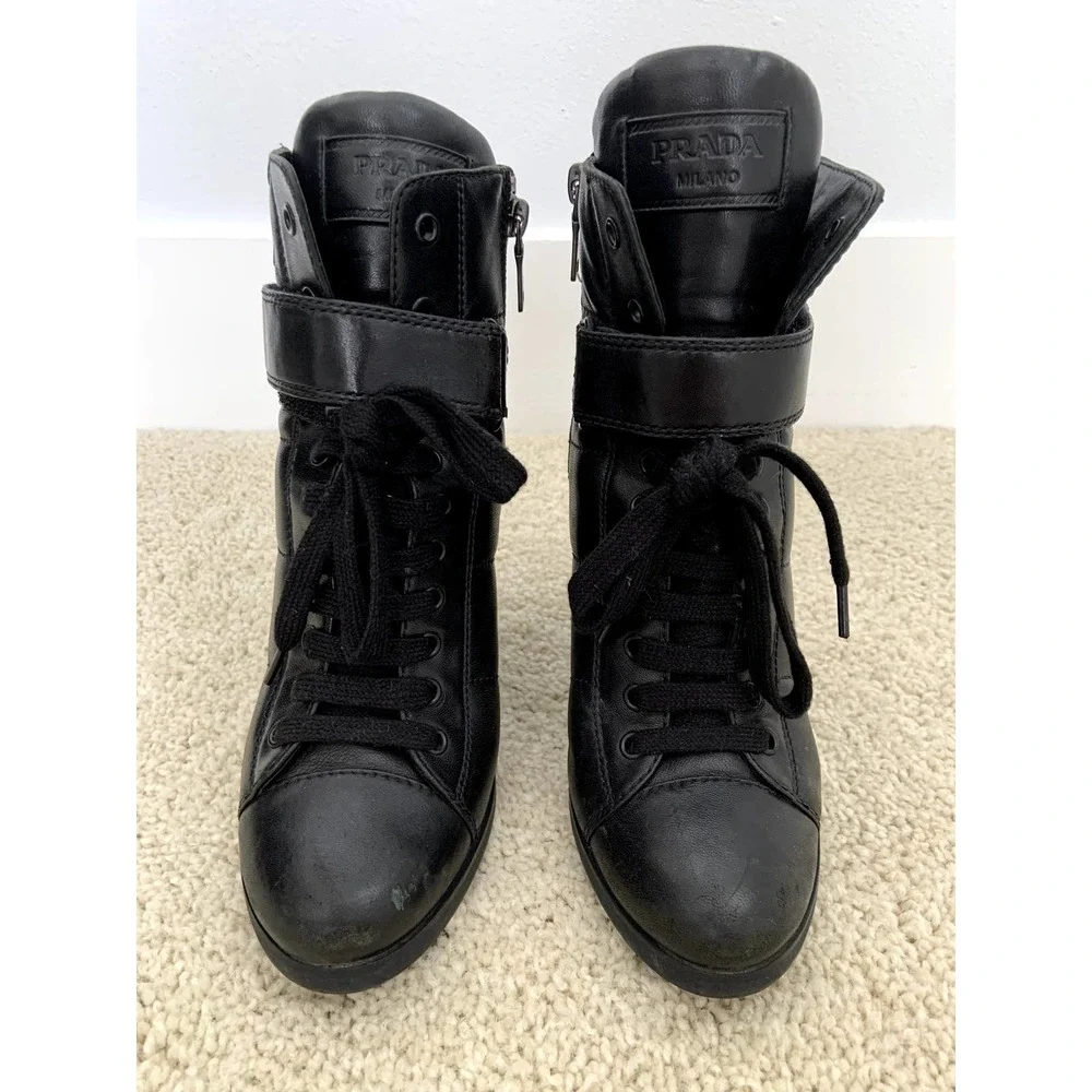 Prada Nappa Leather Sport Lace Up Boots - Picture 3 of 7